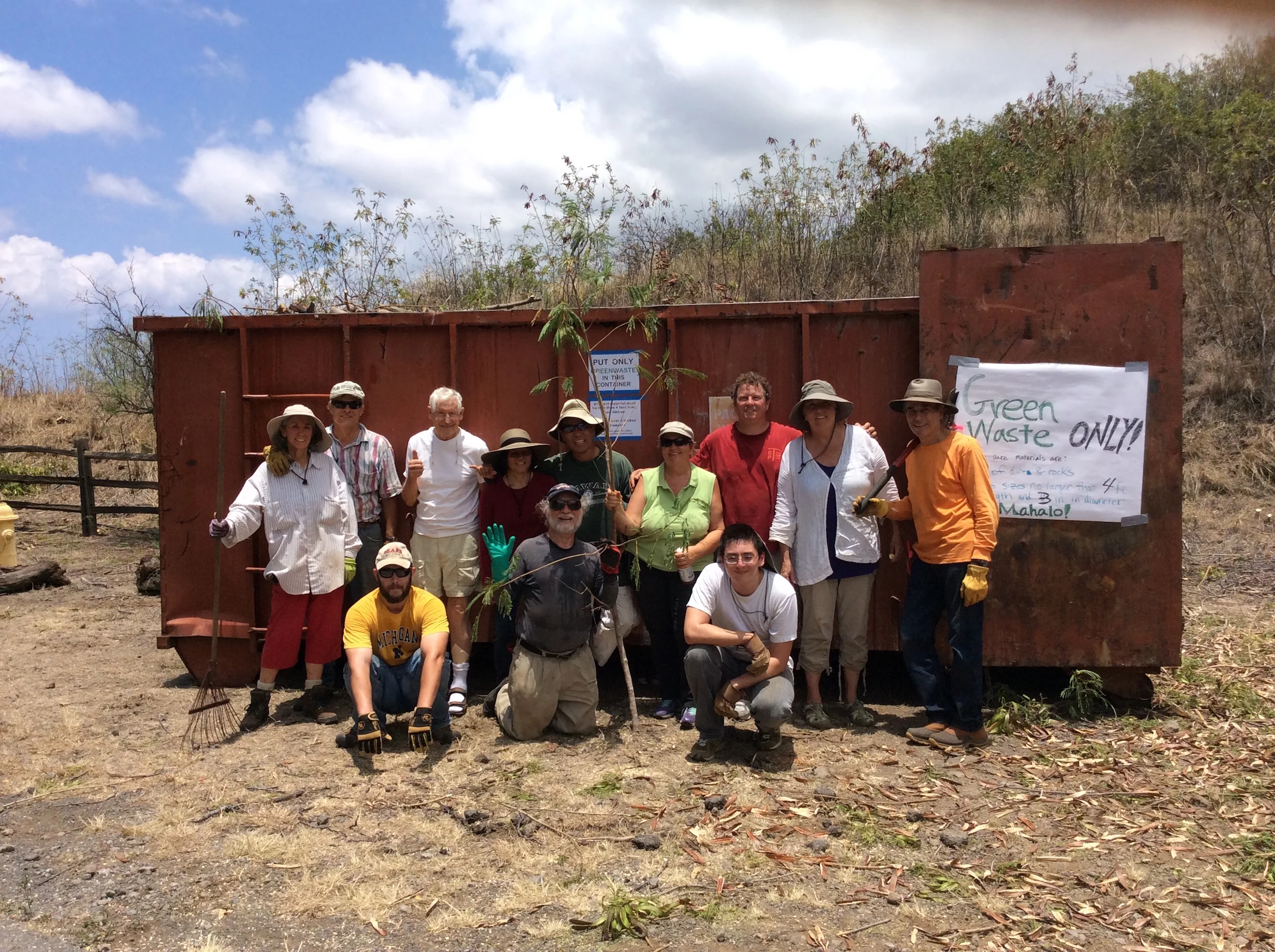 Team photo of Kanehoa Firewise volunteers who made Wildfire Prep Day a great success.