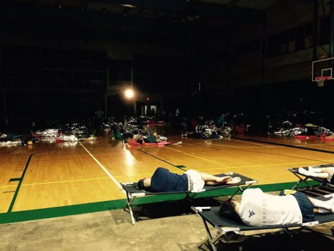 "Maalaea Fire 2016 - Over 400 people waited out the road closures at War Memorial and another 75 or so at Lahaina Civic Center." Credit: Marc Nishimoto/Maui Civil Defense