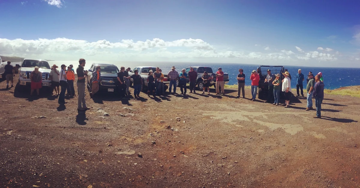 PFX FIeld Tour begins at lookout on the eastern makai side of Kahikinui.