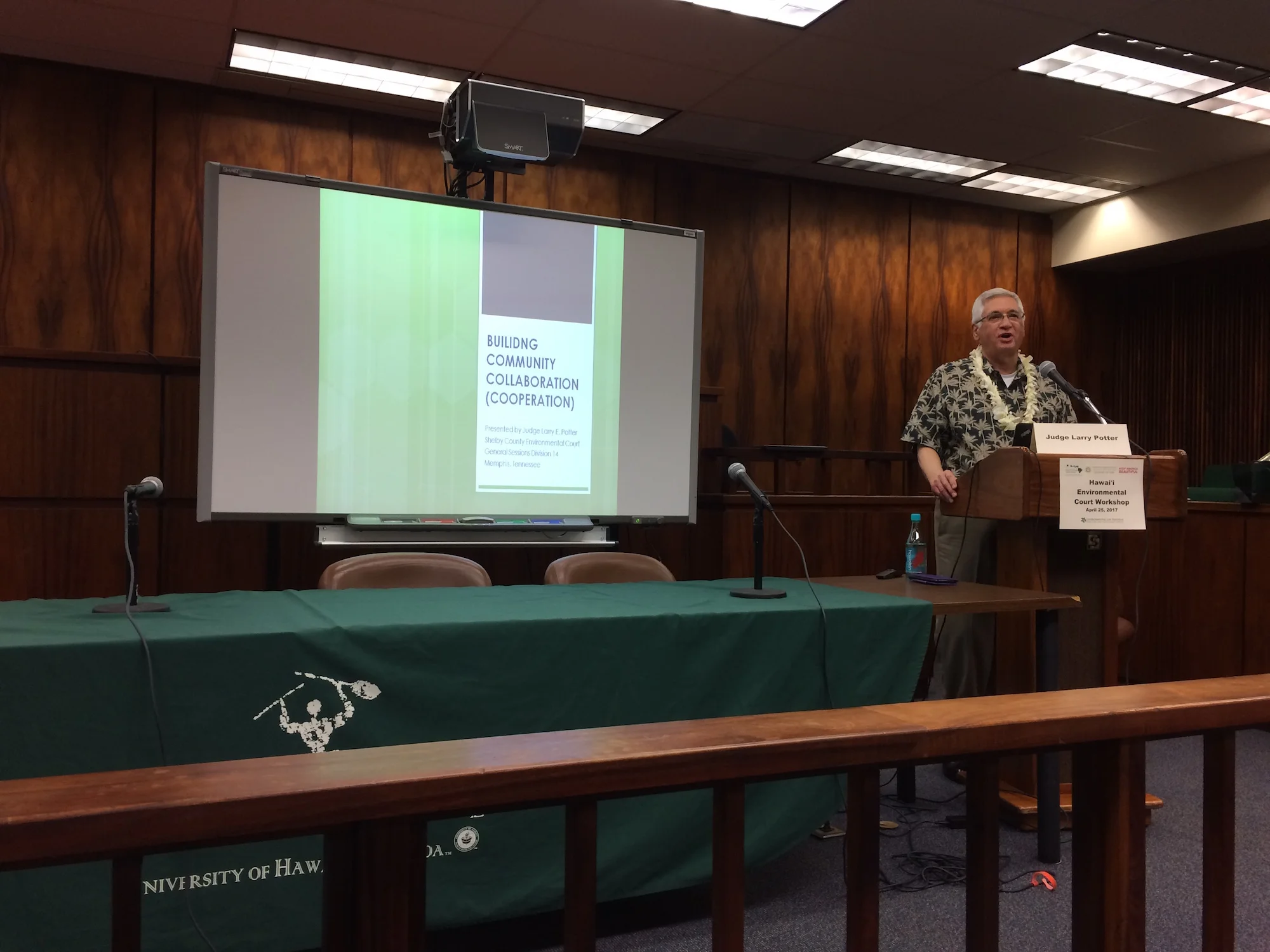 Judge Larry Potter stresses the importance of building community collaboration to solve our environmental issues.