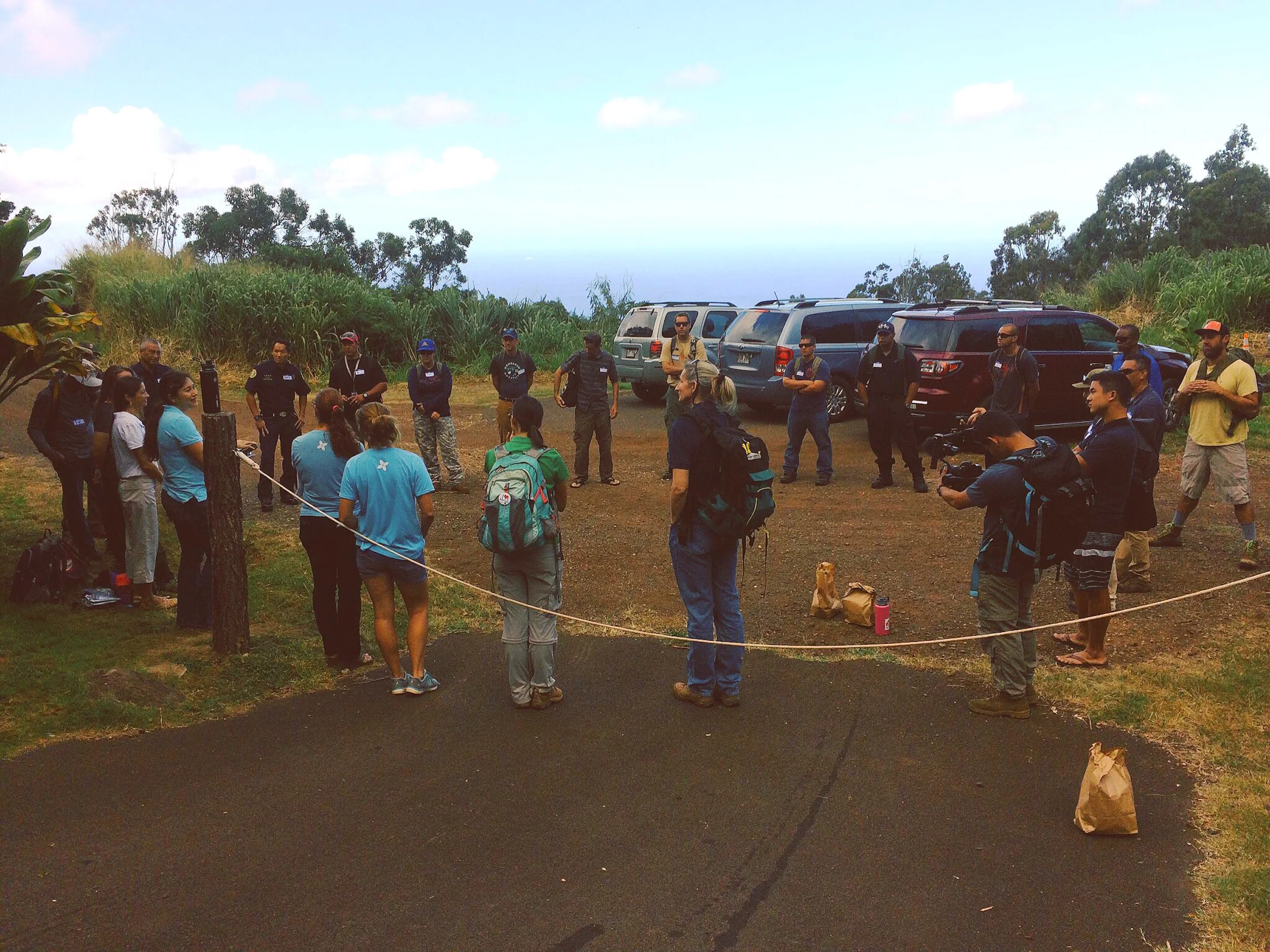 Opening circle and prayer to begin the day.