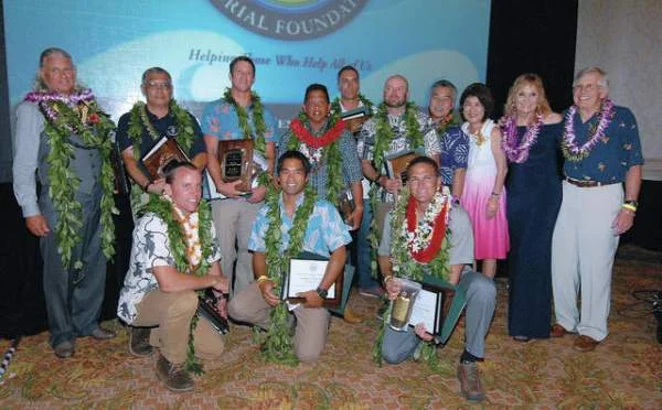 "Dr. Frank Sayre and his wife, Laura Mallery-Sayre, join Gov. Davis Ige and his wife for a photo with the 2017 honorees during the 20th annual Daniel R. Sayre Memorial Foundation Awards Dinner and Fundraiser on Saturday at The Fairmont Orchid on the Kohala Coast." Credit: Laura Ruminski/West Hawaii Today