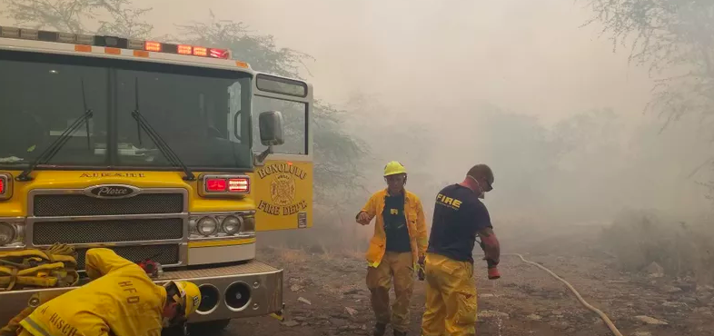"HFD keeps up with a busy season for brush fires in the summer months." Credit: Hawaii News Now
