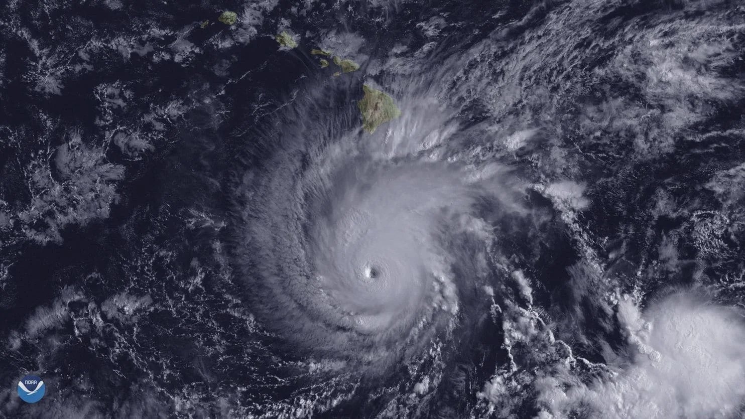 “An image by NOAA’s GOES-15 satellite shows Hurricane Lane when it was about 300 miles south of Hawaii's Big Island on Aug. 22. (National Oceanic and Atmospheric Administration/EPA-EFE/Shutterstock)”