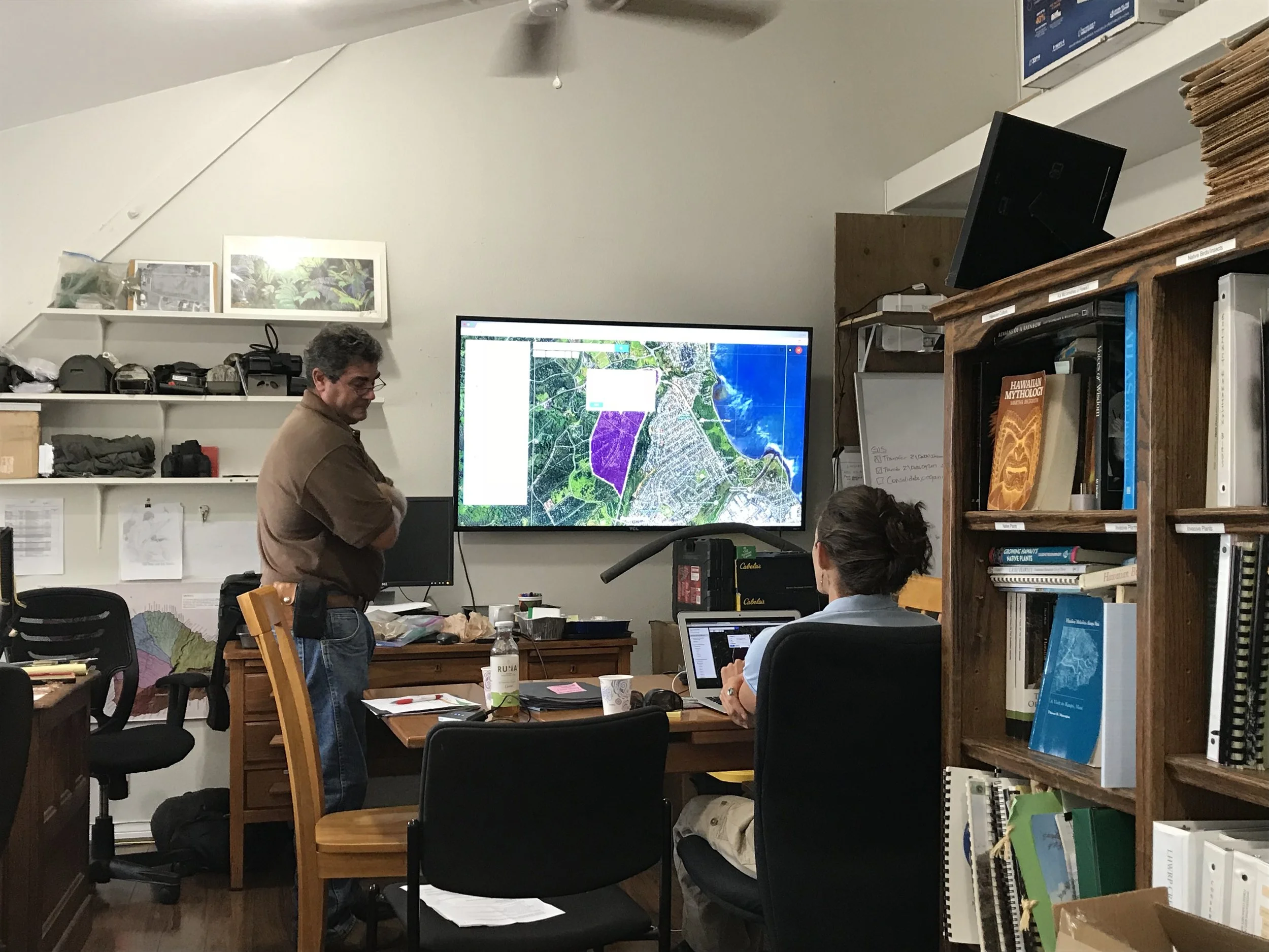 Mapping at the LHWRP office with members of the ranching community on Maui.