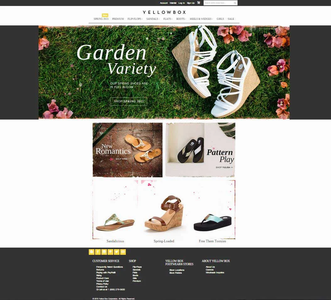 Yellow Box Shoes E-commerce website capable of submitting orders, promote campaigns, absorb customer data and email. Designed with a customer service heavy interface and easy navigation. Managed over 700 skus. www.yellowboxshoes.com