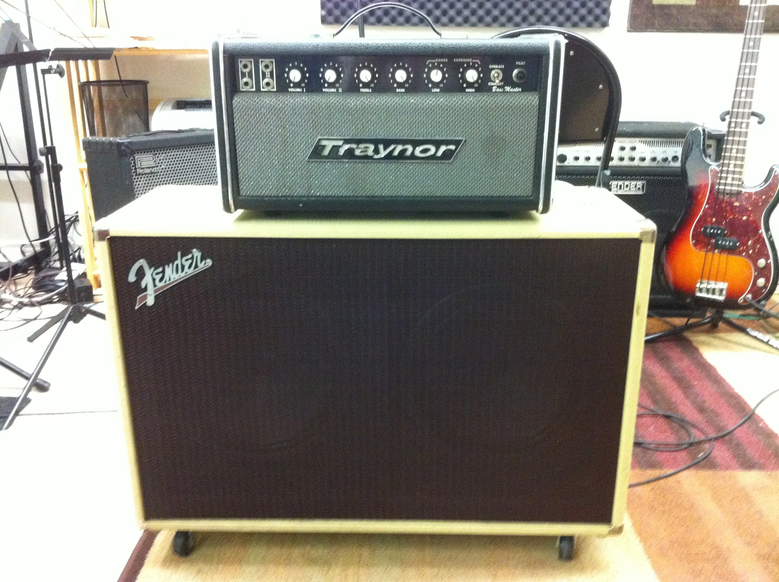  Aaron' current guitar amp rig - 1971 Traynor Bass Master&nbsp;   w/ Fender Supersonic 2 x 12" Celestion Vintage 30 cab  