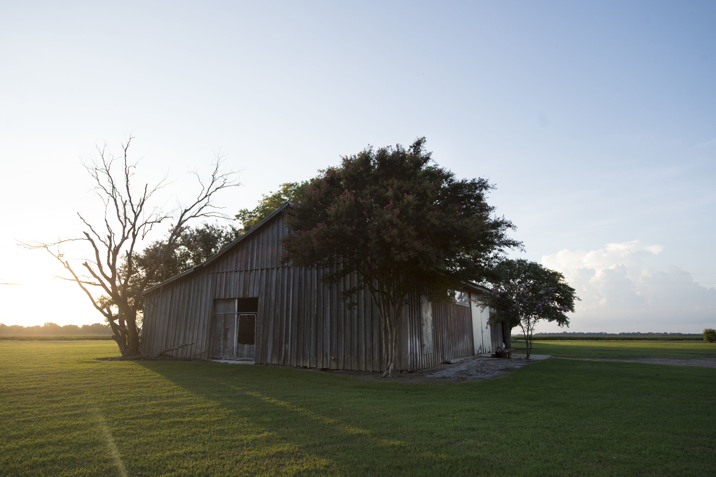 The sun sets on the shed in Drew, Mississippi where 14-year-old was beaten and murdered by Roy Bryant, and his half-brother, J. W. Milam in August of 1955. The men had forced their way into Till's family home, grabbed Till out of bed at gunpoint, an