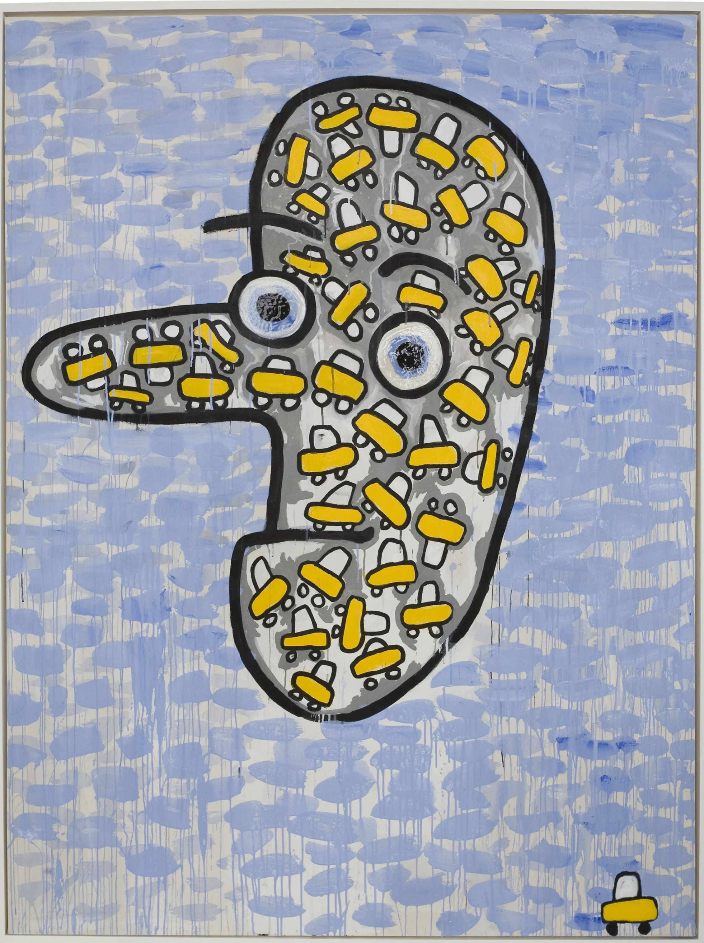 Blue Rain and Yellow Cars acrylic on canvas 82” x 62” 2008