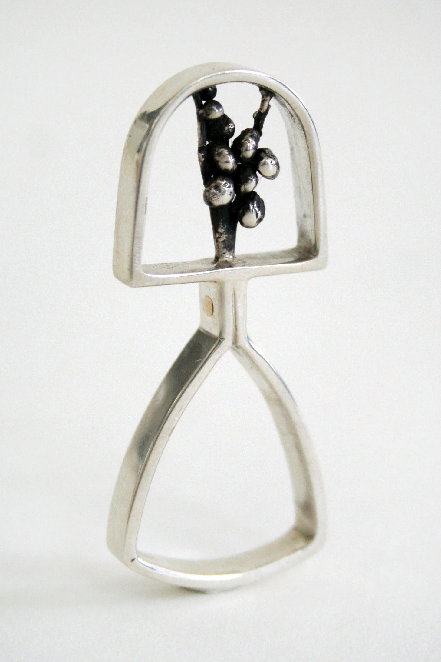 sterling silver, 14 kt gold 1.86” x .88” x .18”