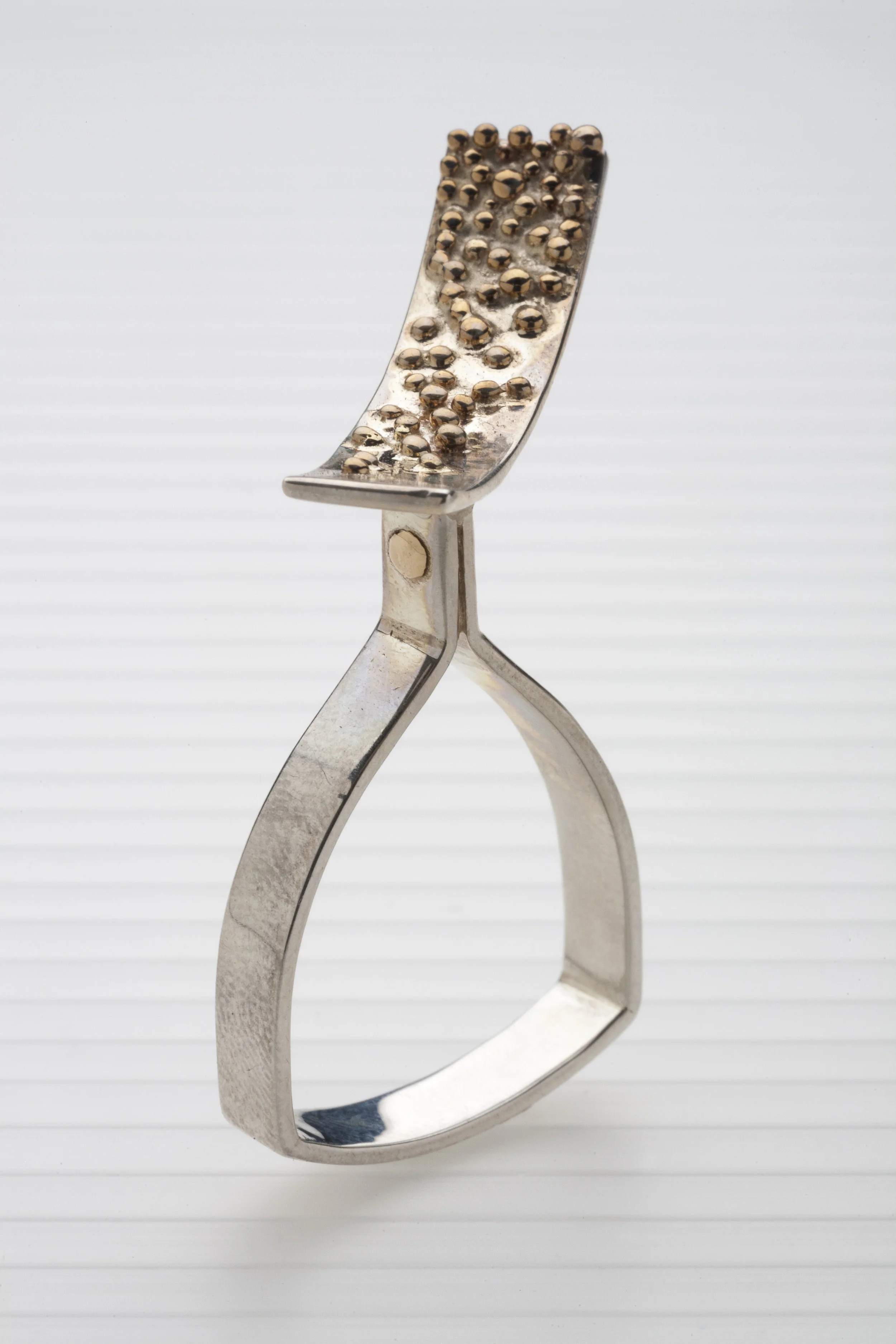 sterling silver, 14 kt gold 1.73” x 1.3” x .9”