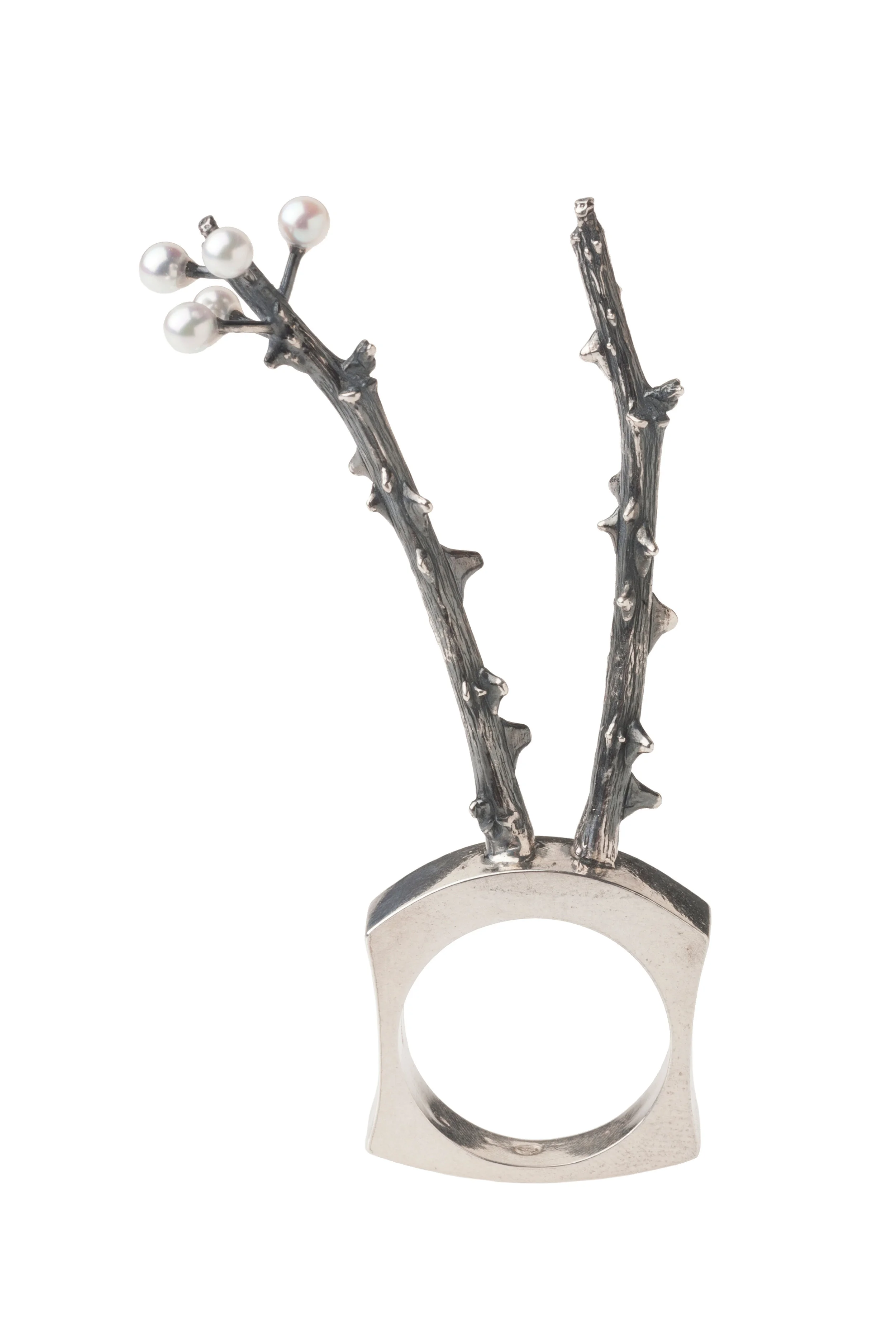 sterling silver, pearls 2.75” x 1.5” x .5”