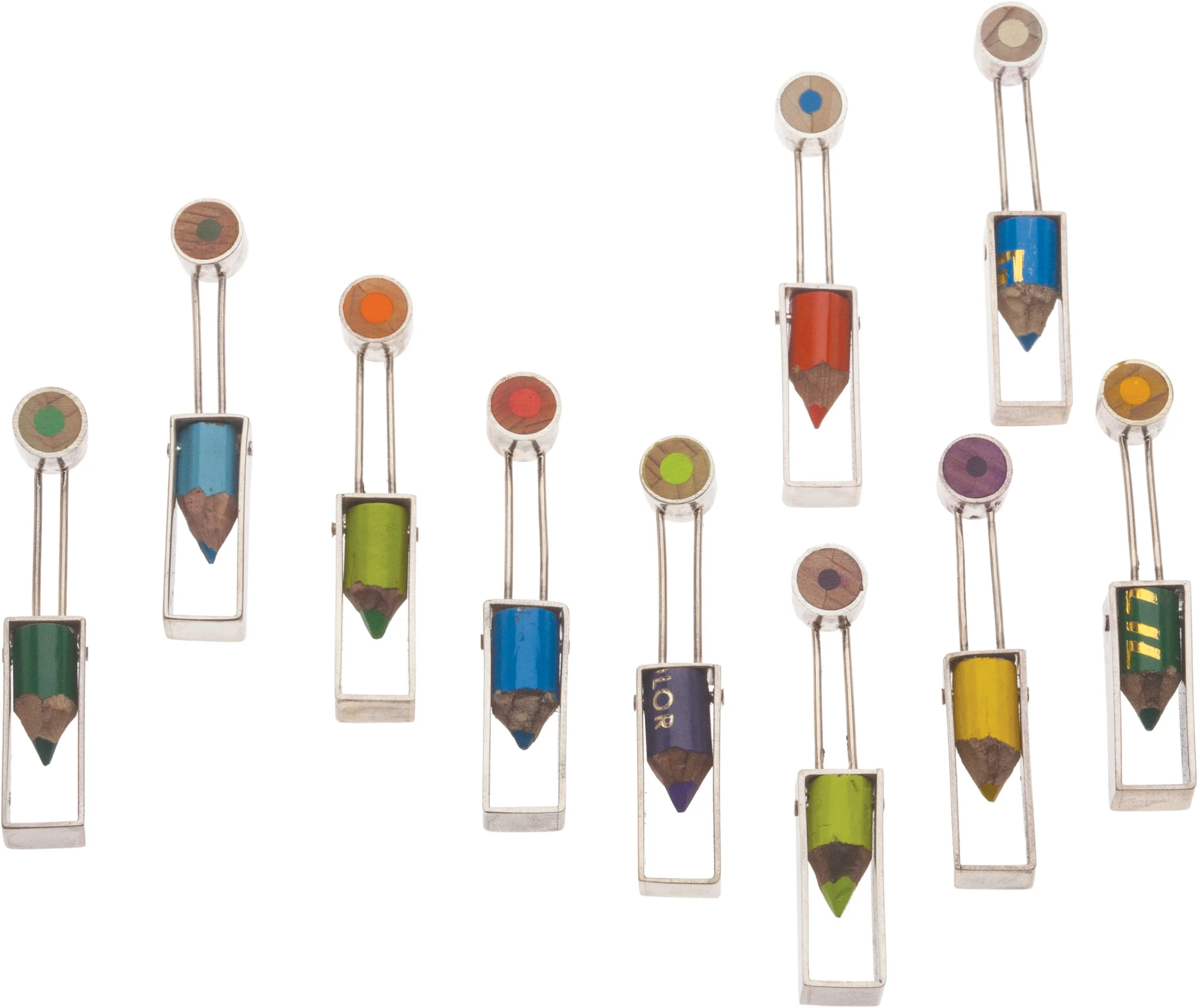 Earrings sterling silver, pencils 2” x .38” x .25”