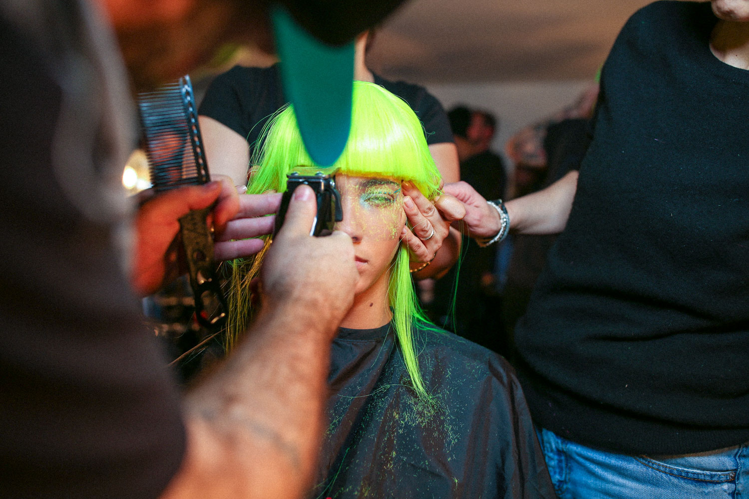 Backstage at Jeremy Scott
