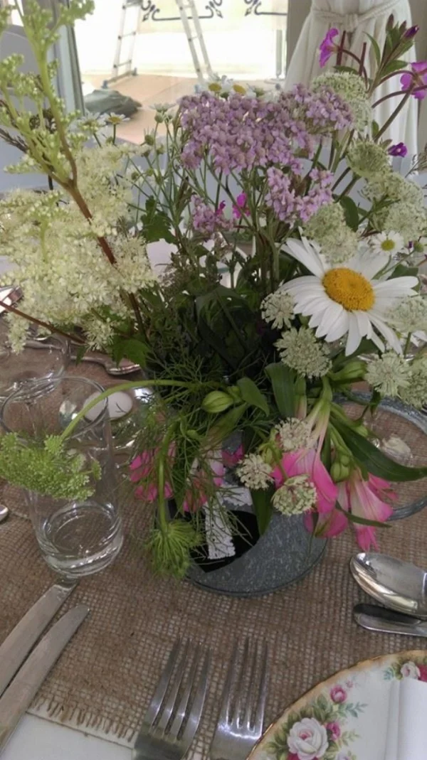 Vintage jug of flowers.