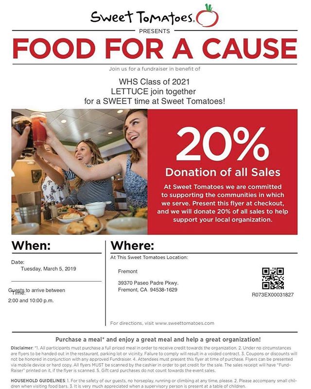 Come support c/o 2021 @ sweet tomatoes this tuesday 🧡🐾 !!