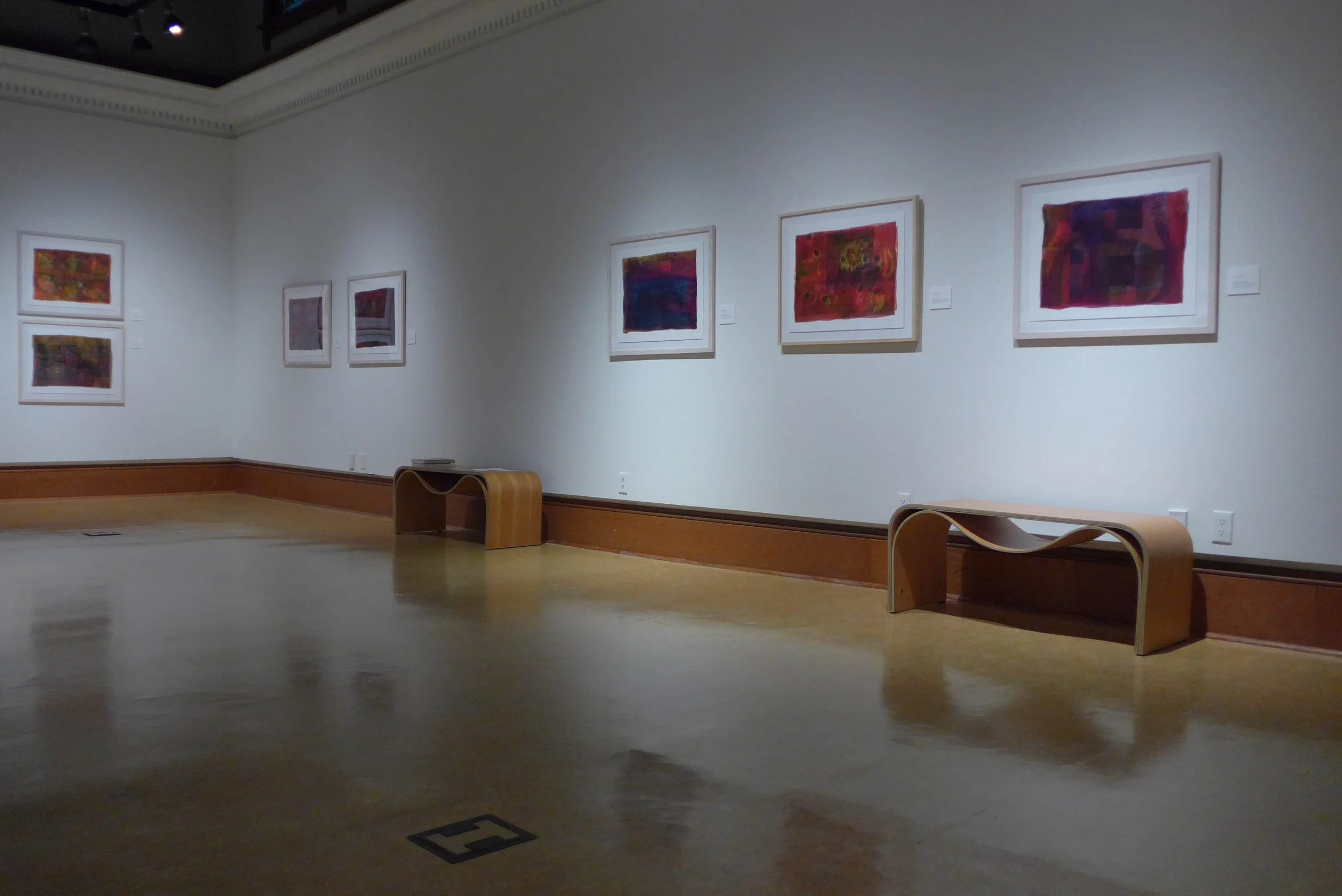 [Installation] UNDERWRITTEN COLLAGES: screenprinted monoprints on silk organza, india ink, yupo paper, methyl cellulose, floating on matt board 26" x 20"  (66cm x 51.7cm) Matt board 30" x 24"  (76.2cm x 61cm), 2012