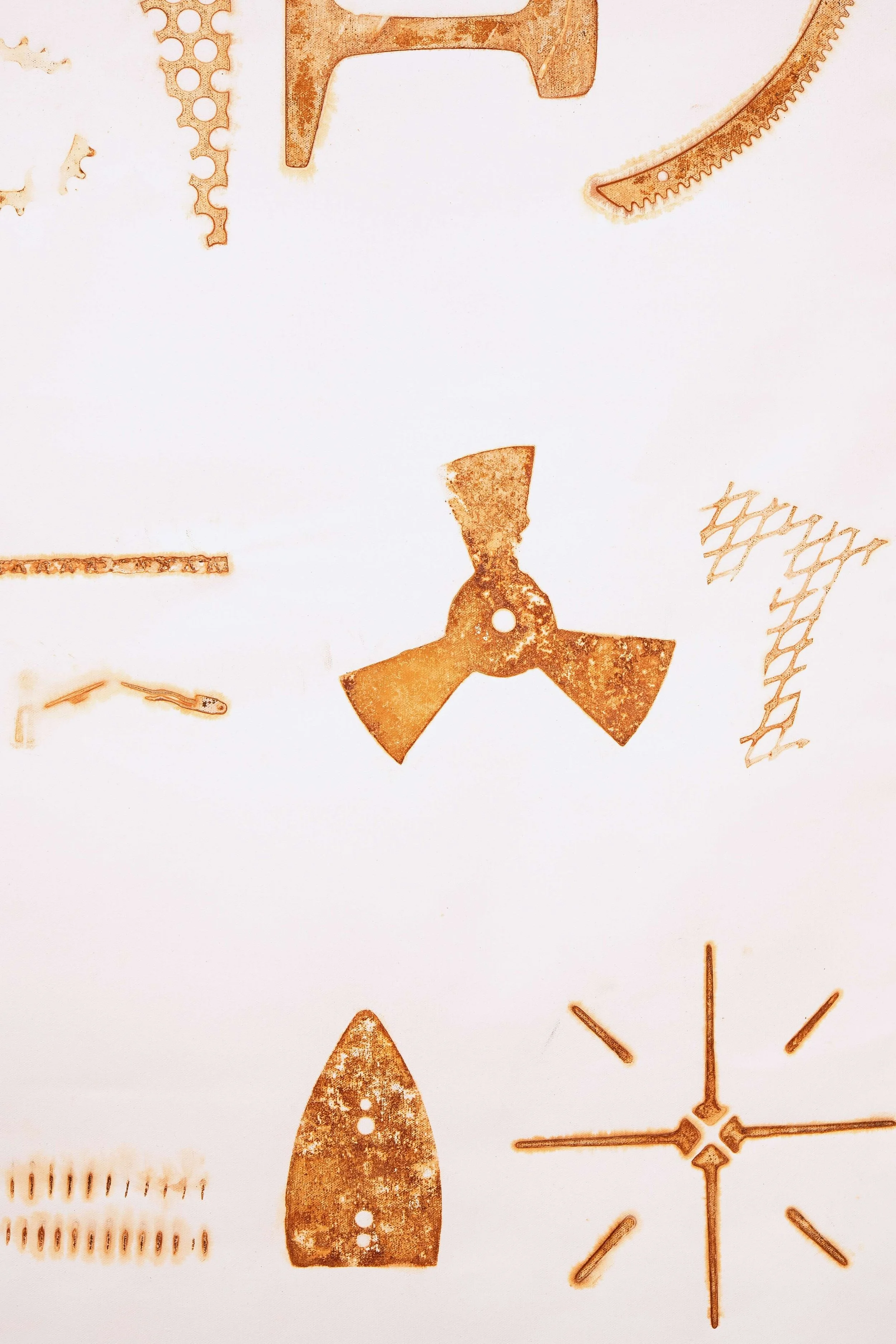 [Detail] GLYPHS AND GRAMMAR
Rust on primed canvas, 2026
Diptych 23” x 60” each
