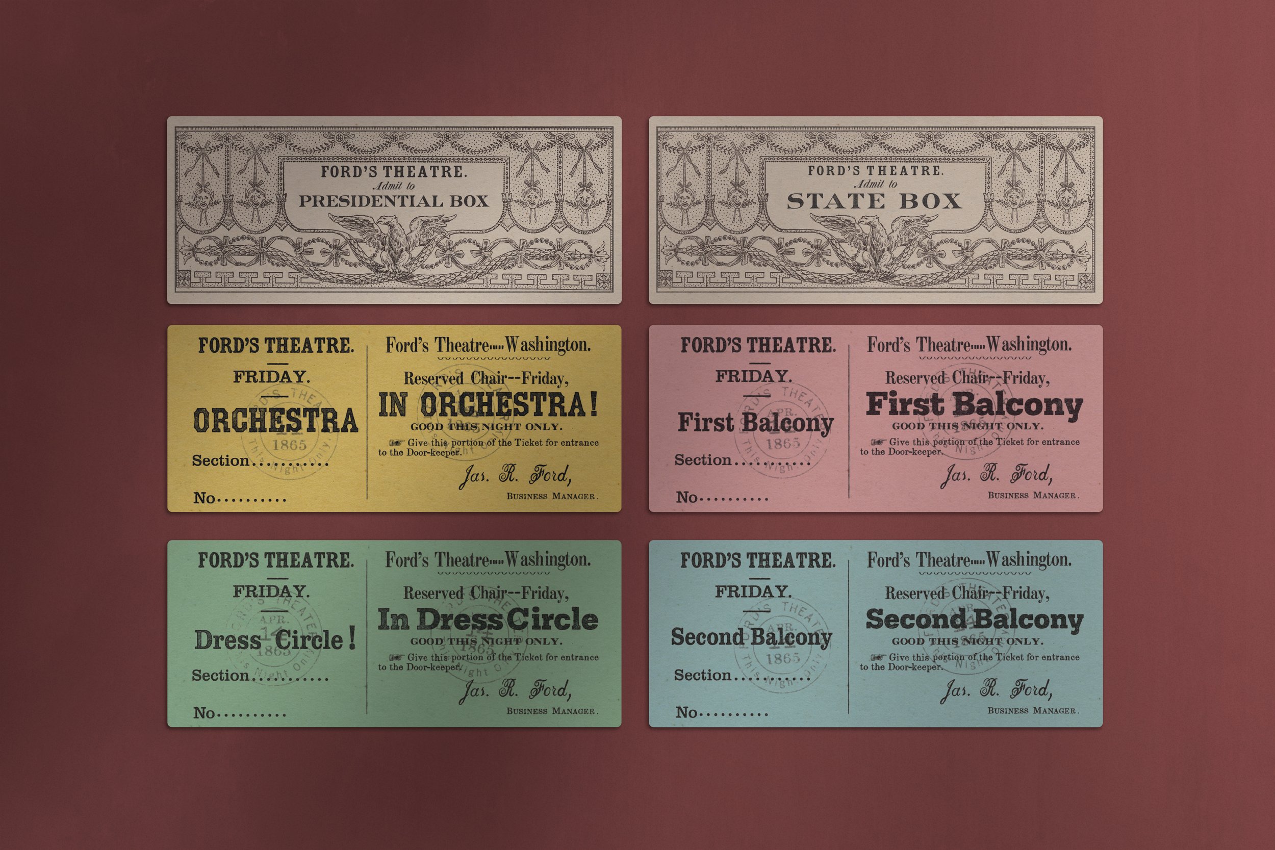 Ford's Theatre Tickets - 1865