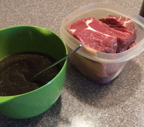 My go to marinade is a balsamic / olive oil dressing. No need to make things complicated.