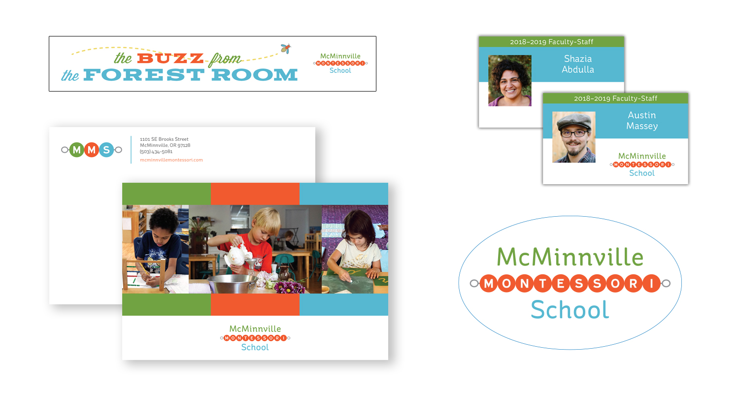 Clockwise from top left: E-newsletter Header | Faculty ID Cards | Sticker | Postcard