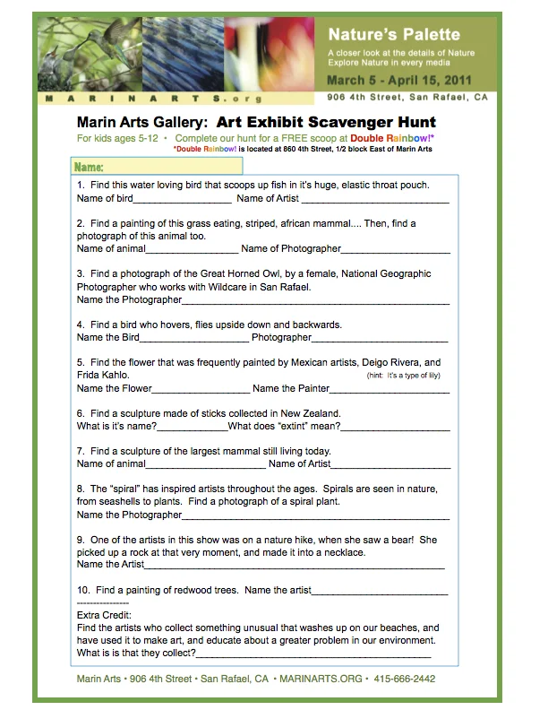 Nature's Palette- Exhibit Scavenger Hunt