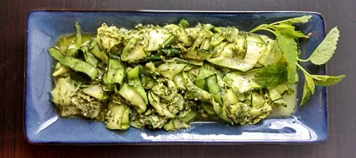 Lemon Balm Pesto on Zucchini Noodles