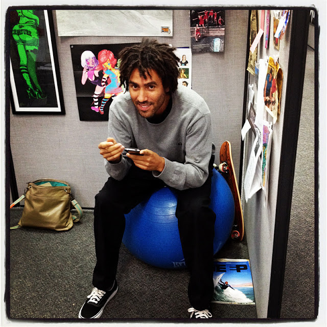 This is Vern, our Bones Swiss Bearings Team Manager, hanging out in my cubicle at work. He rules... follow him at @phillyvern on Instagram and Twitter. 