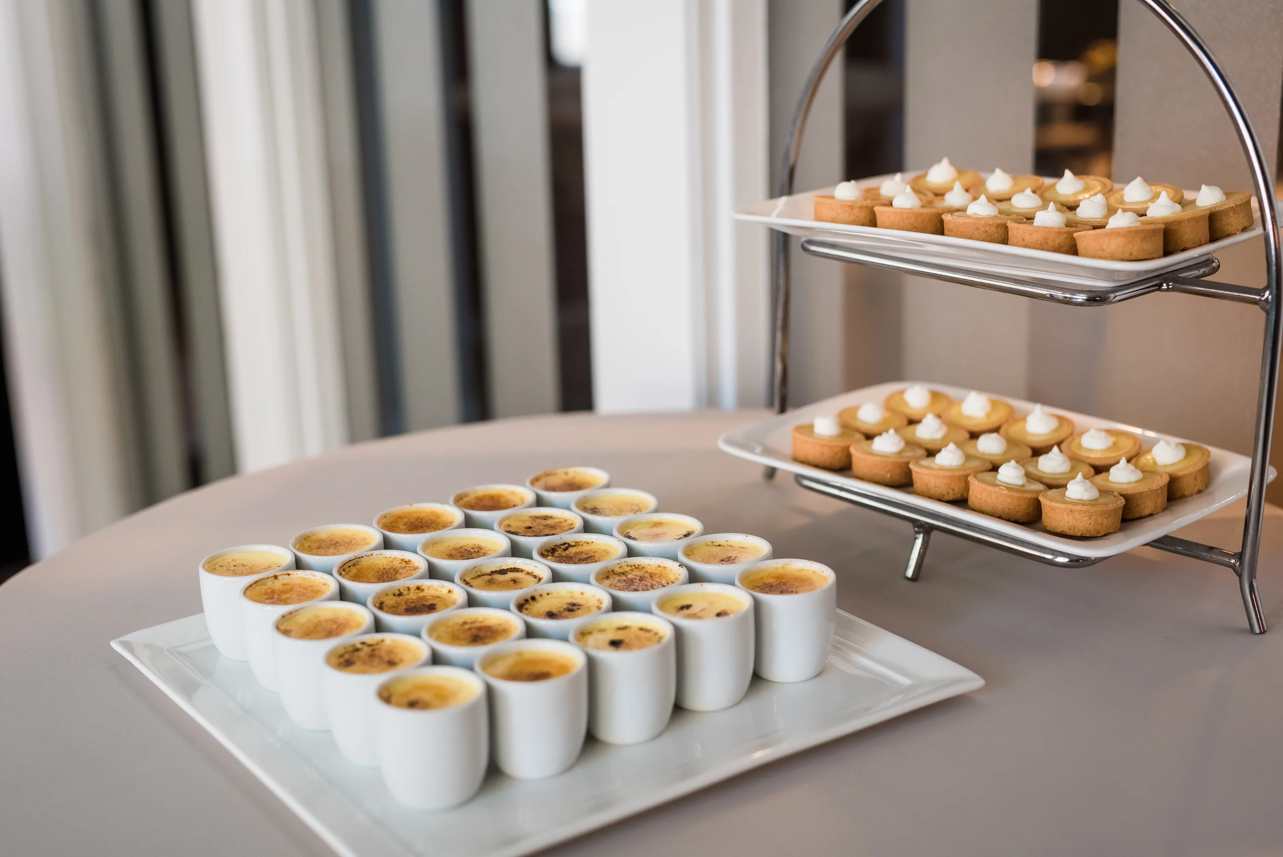 Mini creme brûlée and pastries 
