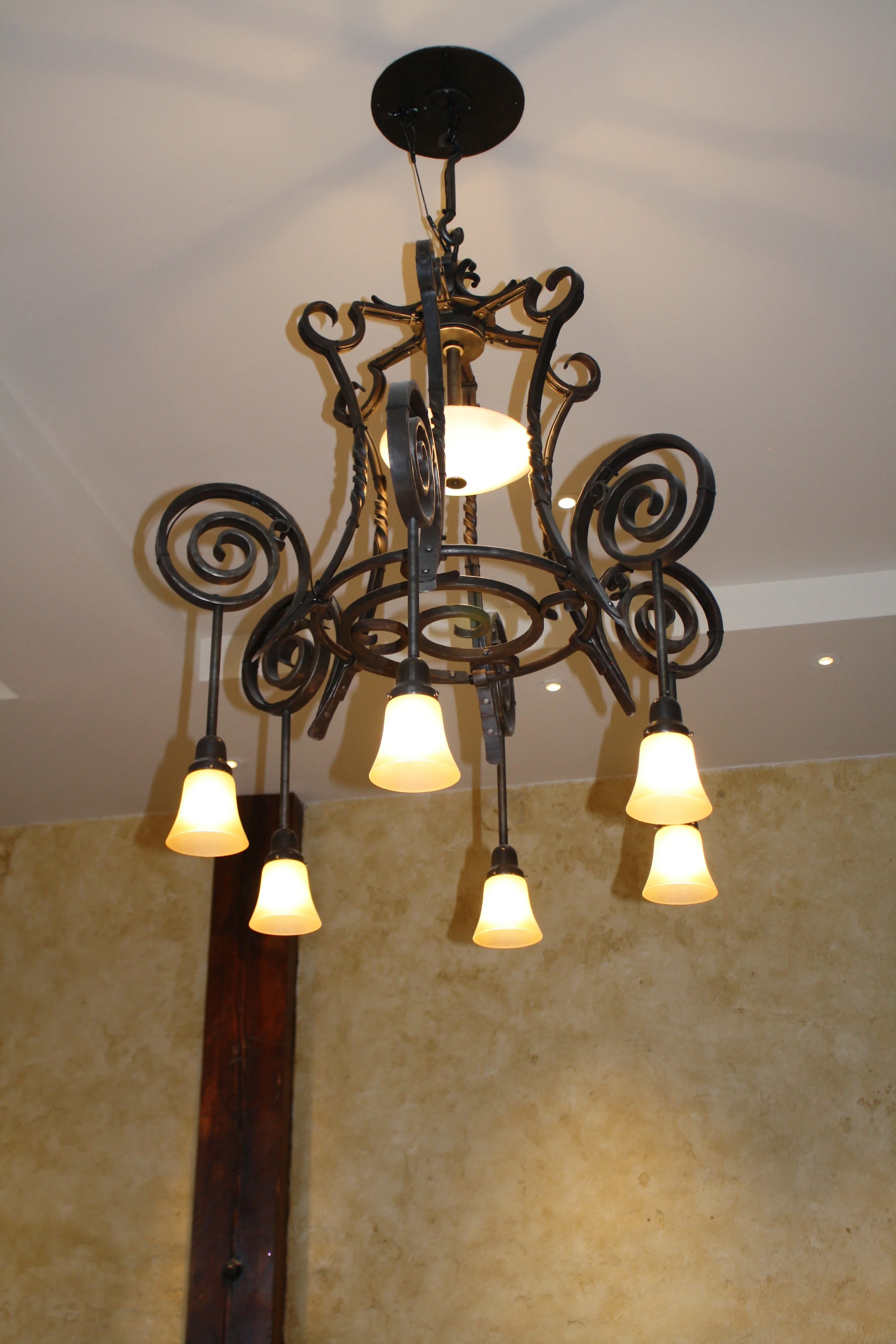 Lighting fixture designed and forged by Robert Thomas at Artisans of the Anvil Inc.