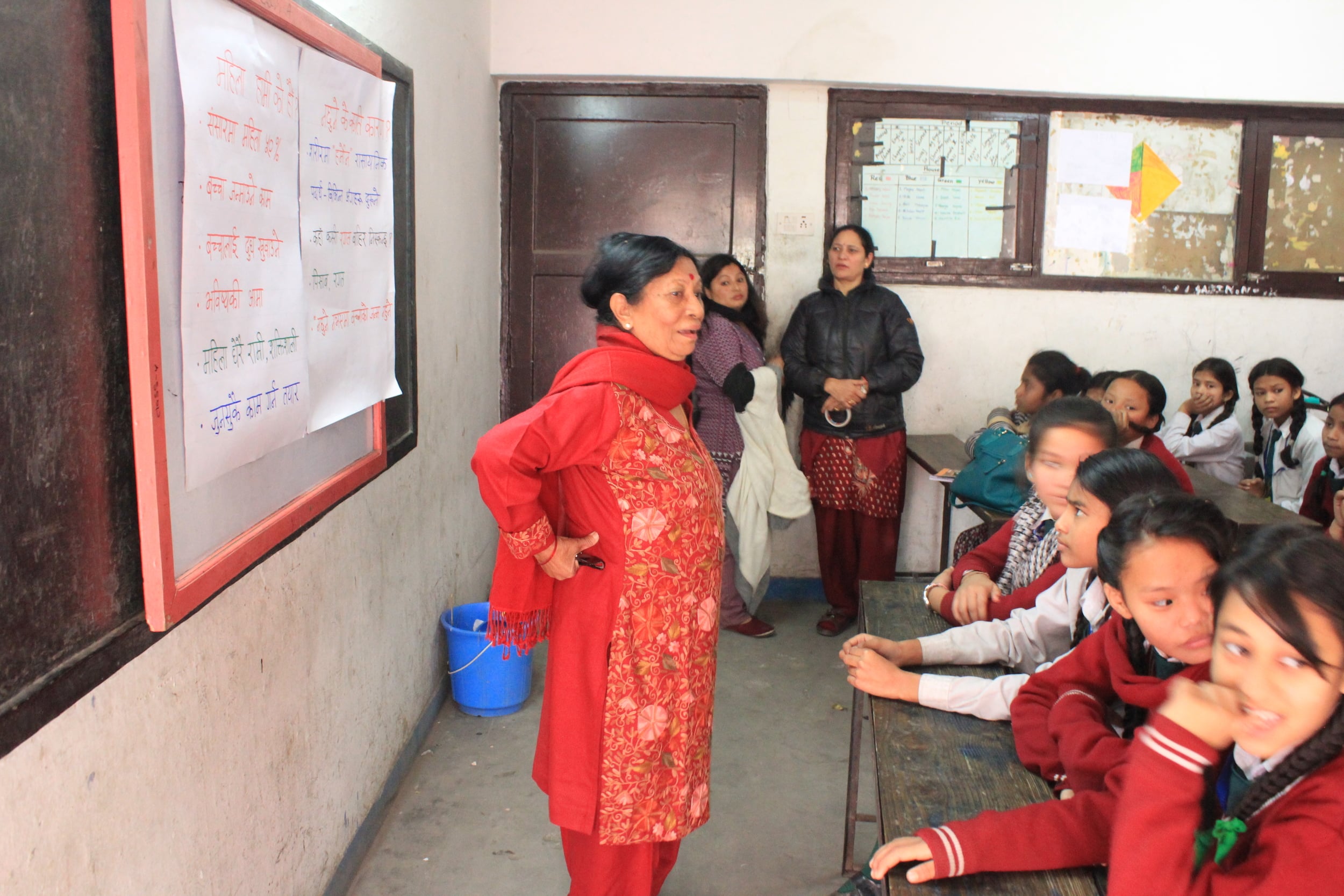 Krishna speaking to the students at Bal Sakha Dal School in Kathmandu