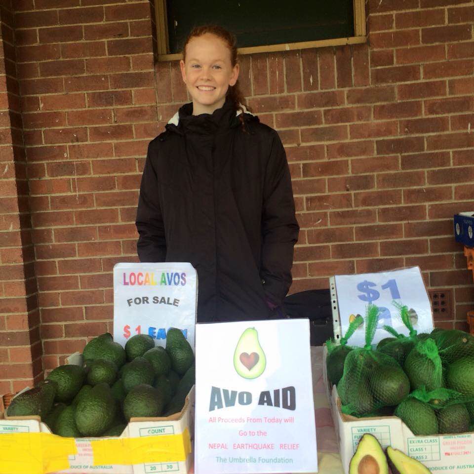 Zoe Culross raising funds at the farmers markets Kyogle NSW