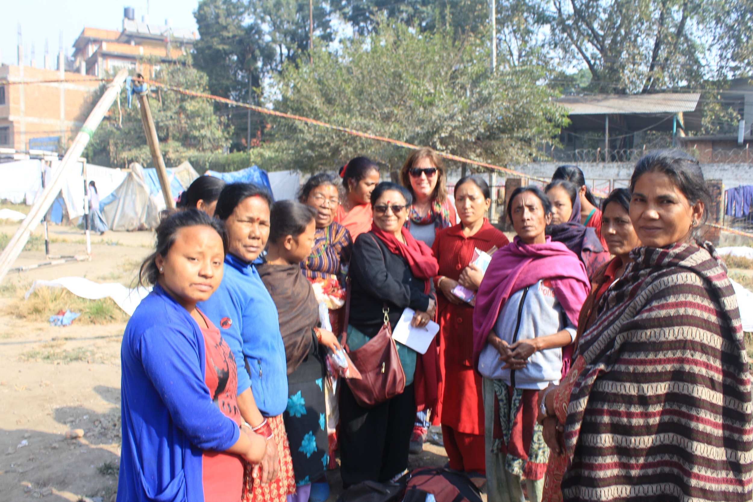 distribution of washable menstruation kits to women living in the Kathmandu tent cities