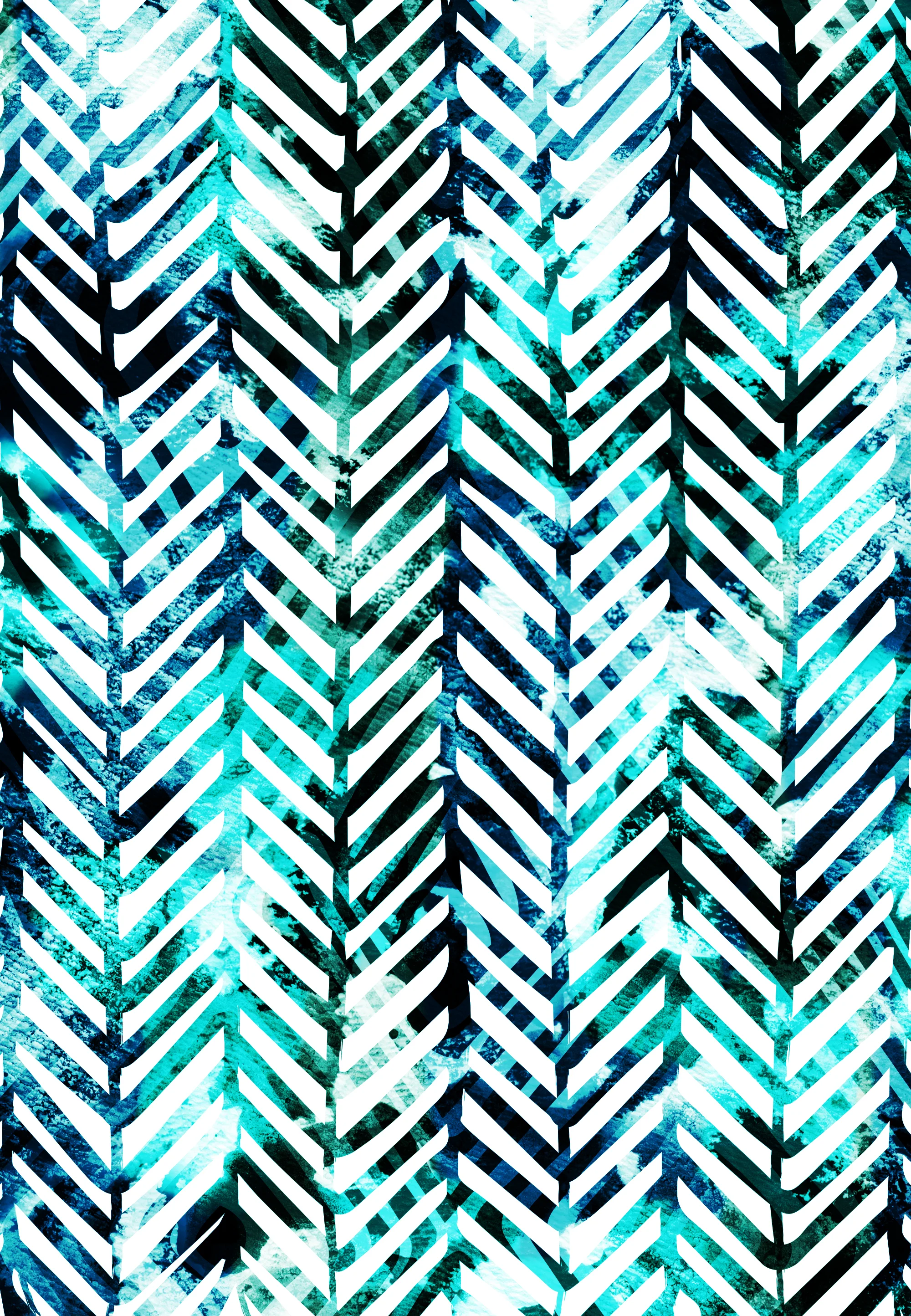 Aqua Herringbone