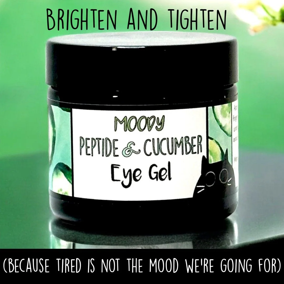 Under Eye bags are definitely a mood... but probably not the mood you're going for. 👀 Keep your peepers cool, calm, and collected with our Peptide &amp; Cucumber Eye Gel.

Shop facial care at MoodySisters.com

#moodysisters #moodyskincare #eyes
