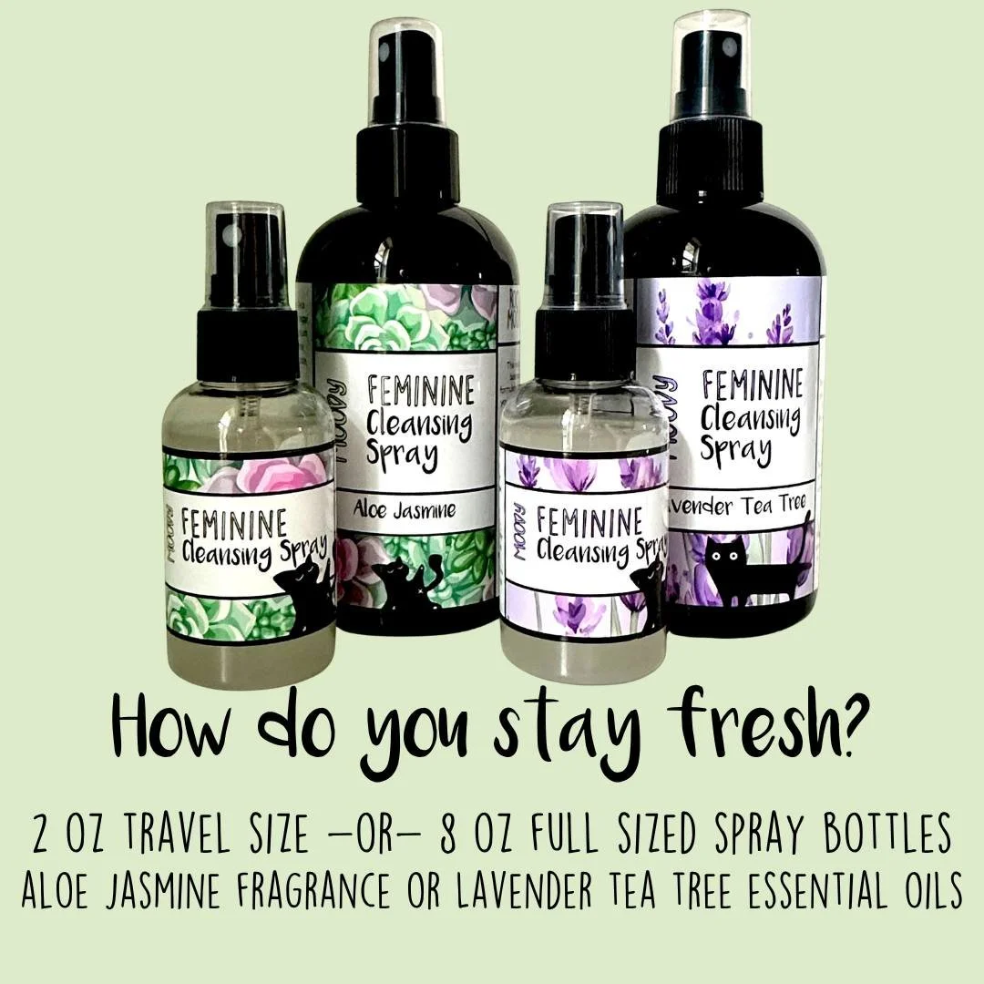 Your anywhere, anytime freshen up ✨

Post-gym, period days, after intimacy, or just when you need a quick reset.

Our Cleansing Spray helps you stay clean, calm, confident.

✔️ pH balanced
✔️ aloe soothes
✔️ fights odor (no harsh chemicals)
✔️ safe f