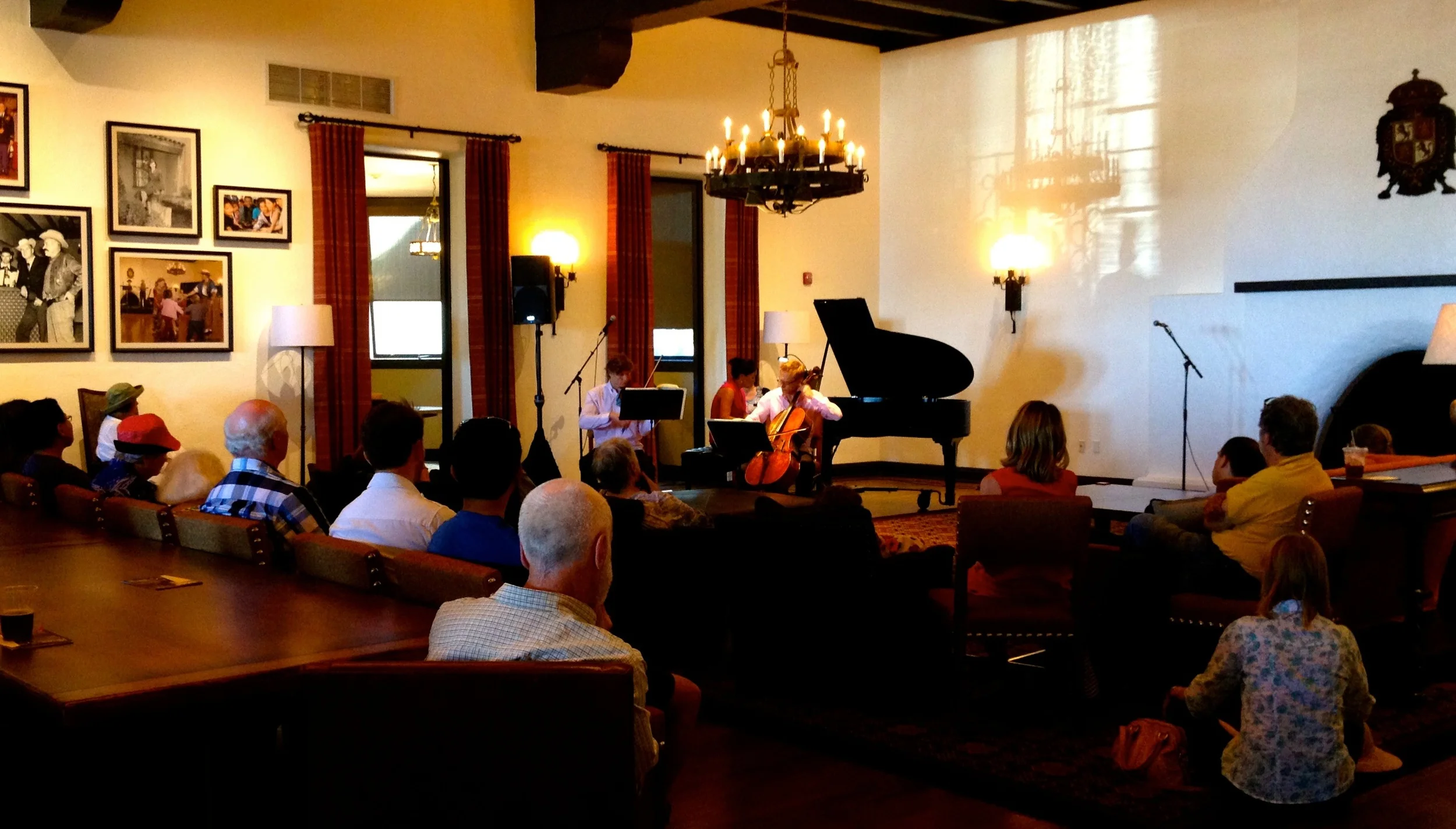A most warm, welcome and captivated audience lounging in chairs , sitting on the floors and standing int he back listening to Piazzolla and Beethoven. A truly inspiring and gratifying experience!