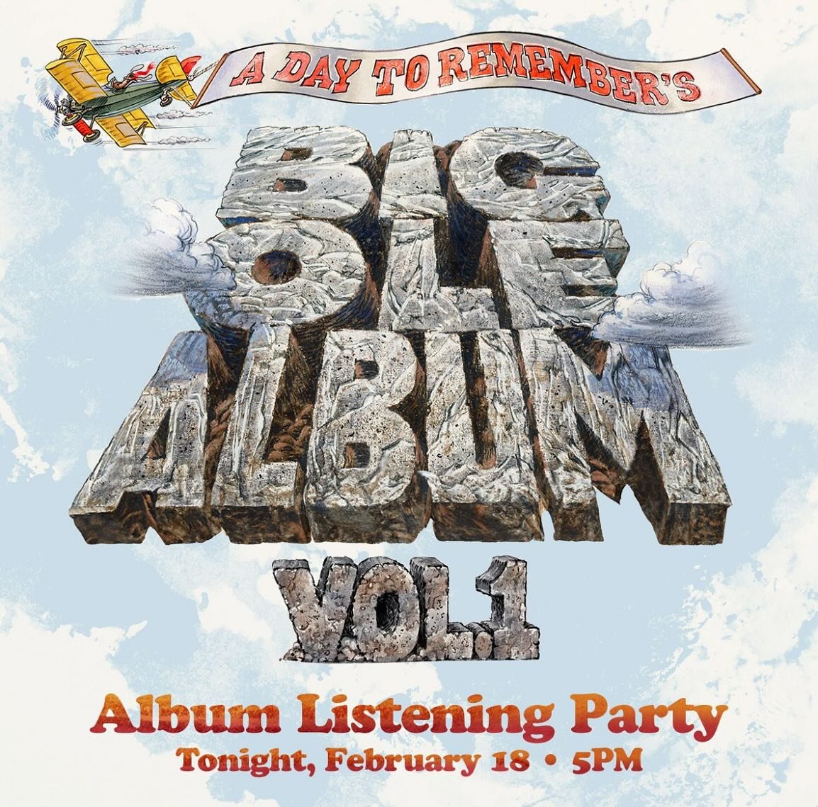 Hey @adtr fans!! By now you&rsquo;ve seen today&rsquo;s surprise announcement of a brand new A Day to Remember album&mdash; Big Ole Album Vol. 1. We&rsquo;re celebrating it&rsquo;s release at 5pm with a listening party where you will be able to take 