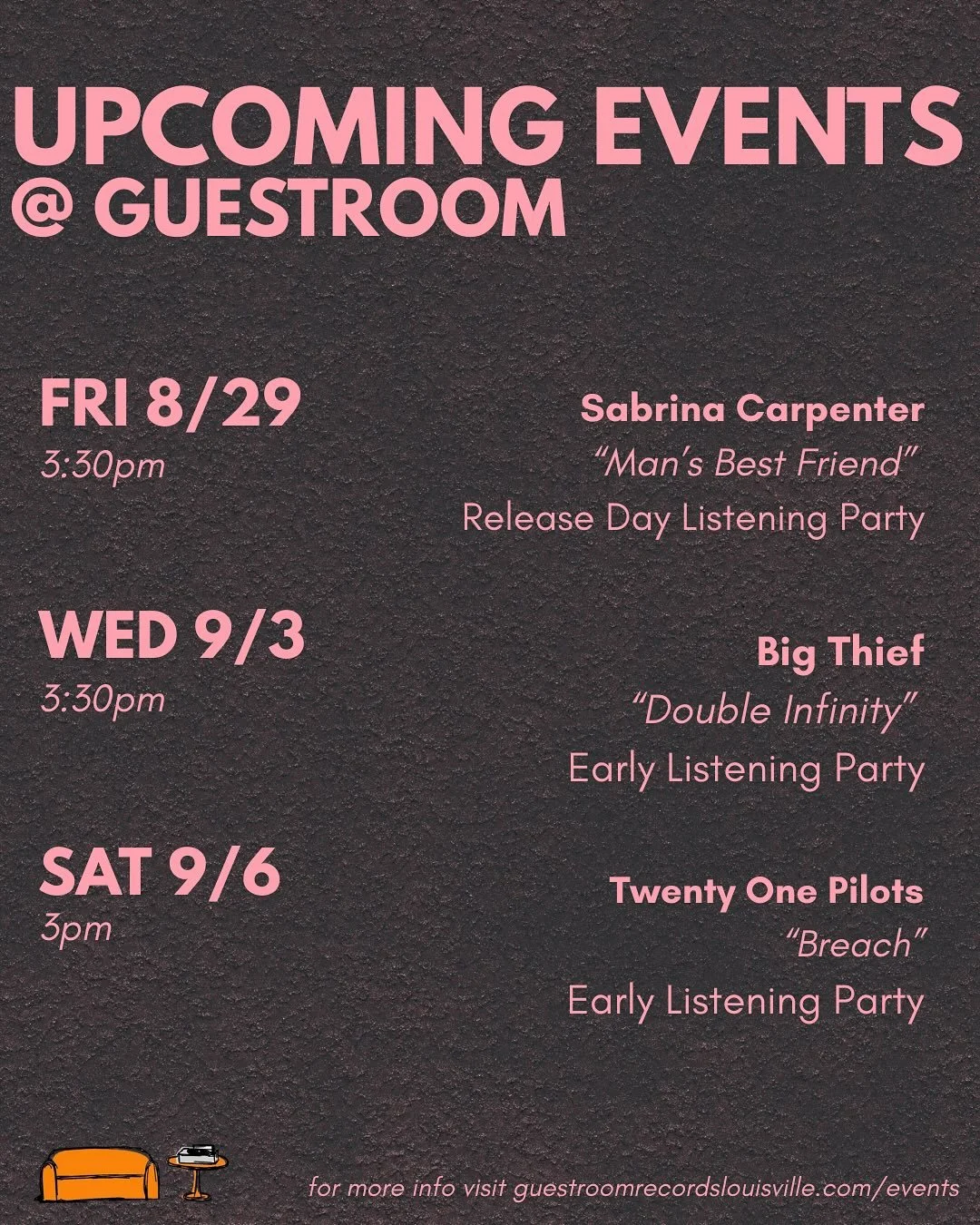 Lots of exciting stuff happening in the store in the next few weeks! 🥳❤️&zwj;🔥 Next Friday we&rsquo;re celebrating a sweet release, spinning Sabrina Carpenter&rsquo;s new album &ldquo;Man&rsquo;s Best Friend&rdquo; @ 3:30 AND happily announcing tha