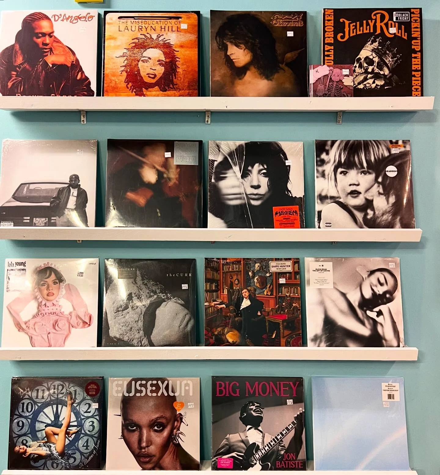 Grammy highlights wall! Thank you @badbunnypr for being such a good bunny. His award winning album is out on CD and vinyl Friday; vinyl preorder available on the website now. And massive congrats to Kentucky&rsquo;s @tylerchilders, long time favorite