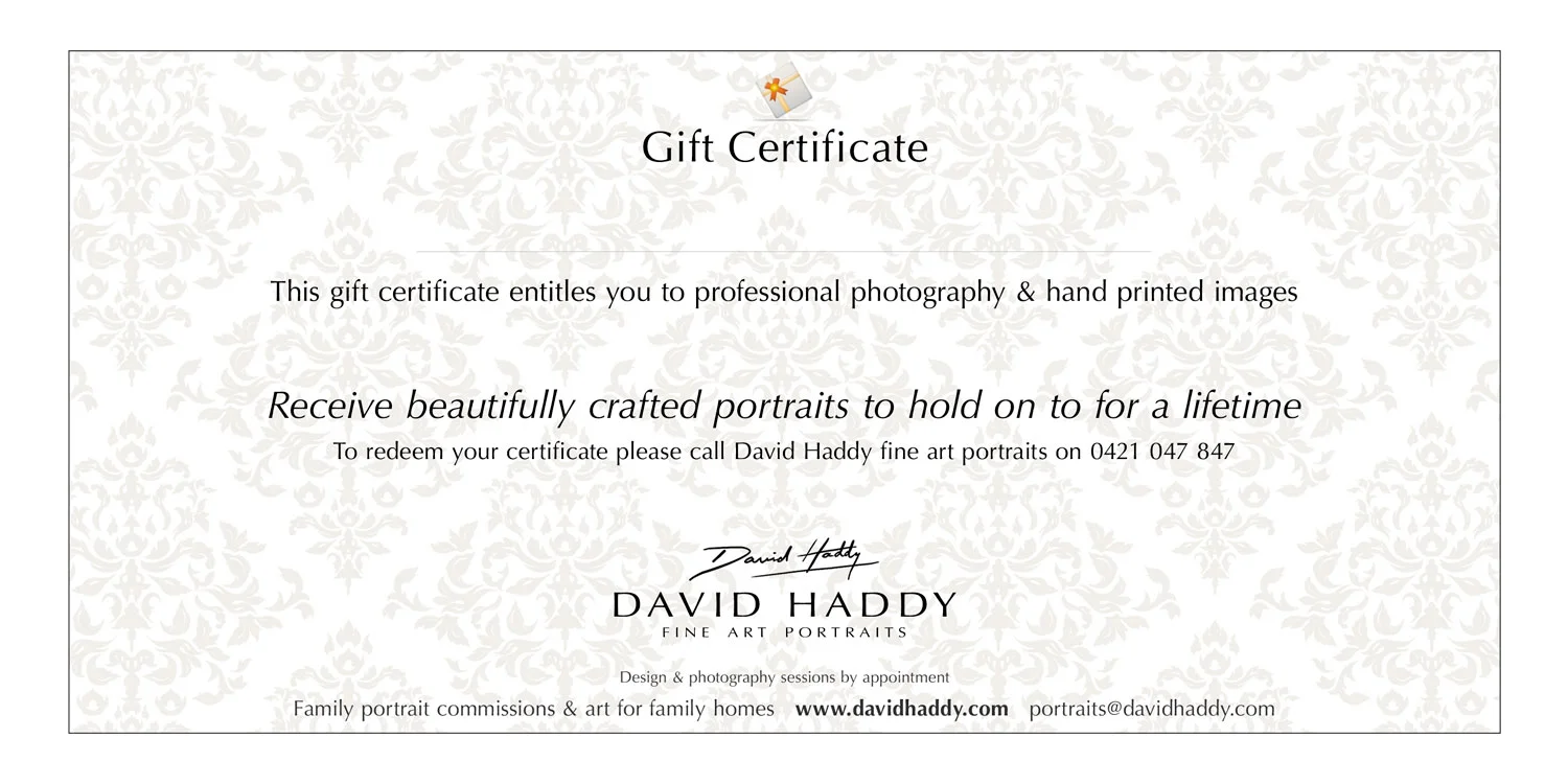 Gift Certificates David Haddy Fine Art Portraits