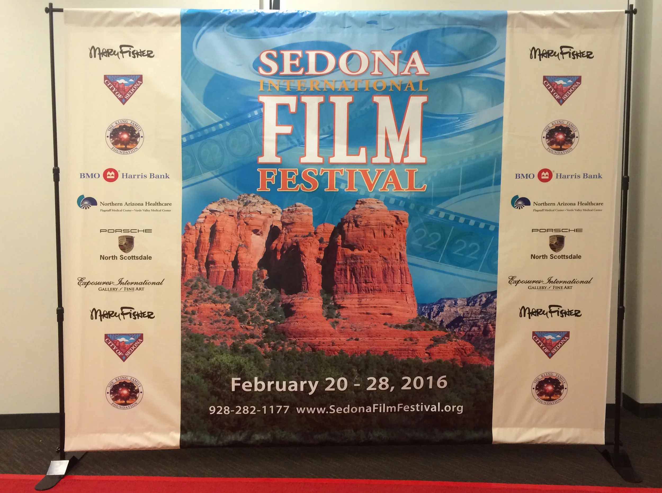 2016 Sedona International Film Festival red carpet back drop. Printed by Sedona Advertising Agency. Large format printing specialists! 