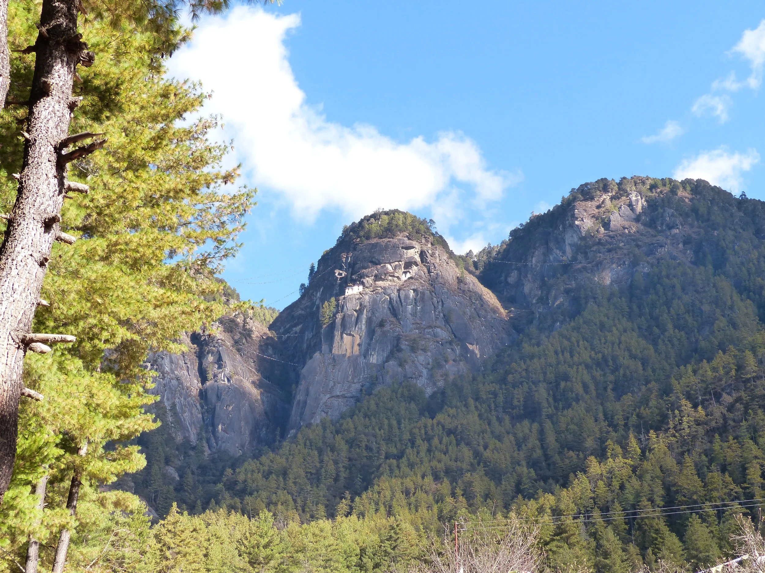 You can barely see the Tigers Nest monastery perched up on the mountain (look for the white buildings in the center)...