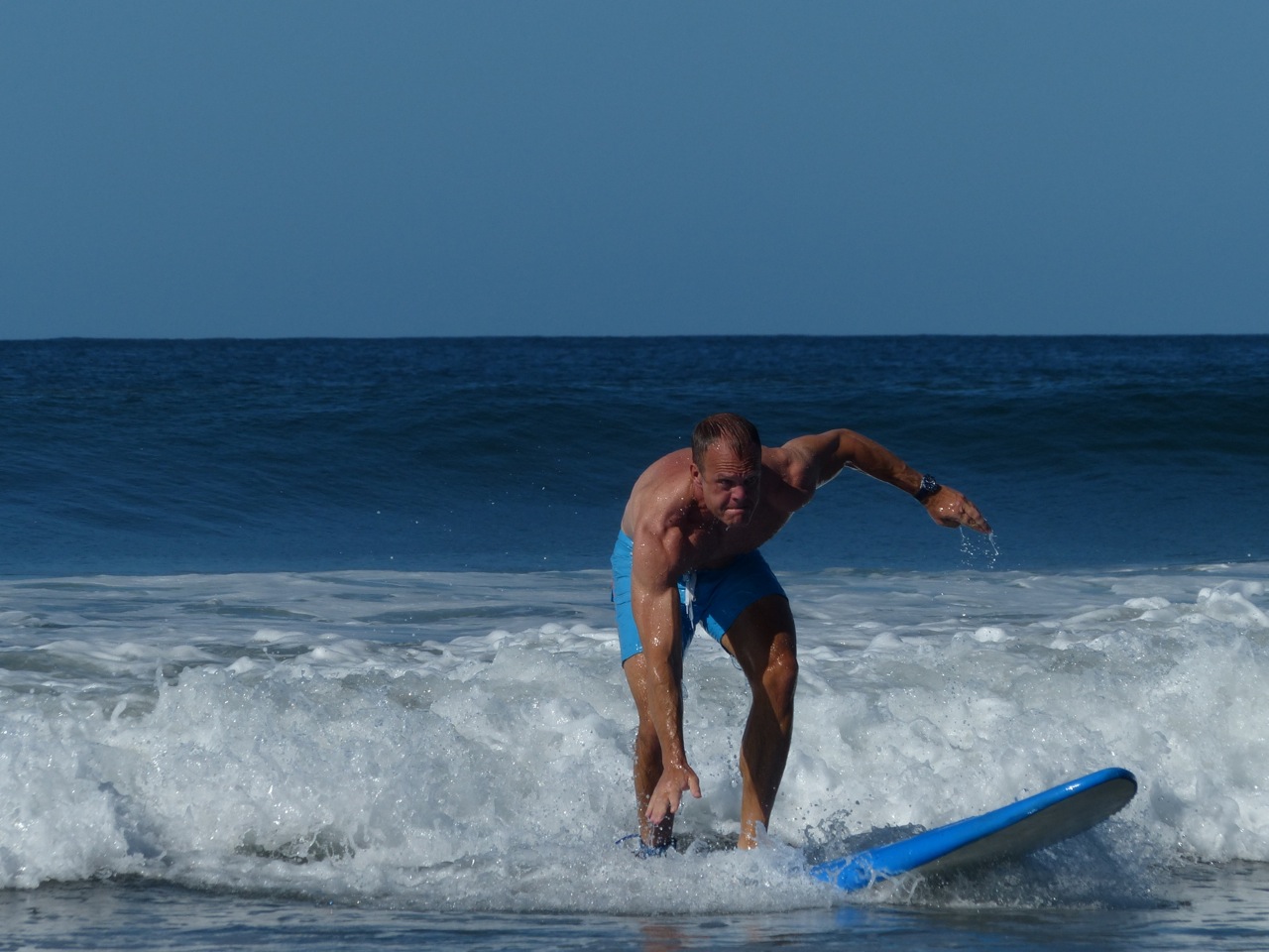 I would like to point out that however poorly I'm doing it, technically I'm standing on the board. Which makes me officially a surfer. That being said, I think I now know how I got my fraternity pledge name. Think Adam's Family. You rang?