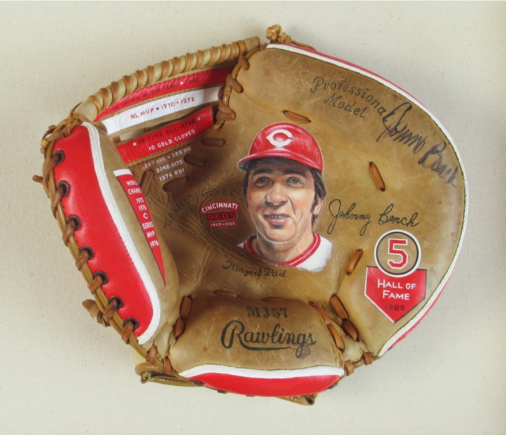 Autographed Johnny Bench Baseball Glove Art — Sean Kane Baseball Art -  Painted Gloves
