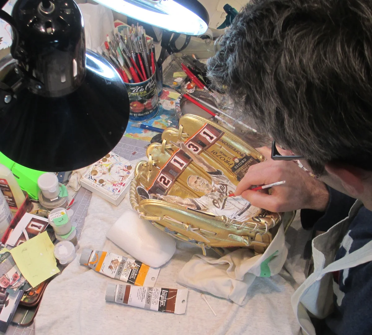 Sean-Kane-Painting-A-Baseball-Glove-in-progress-studio.jpg