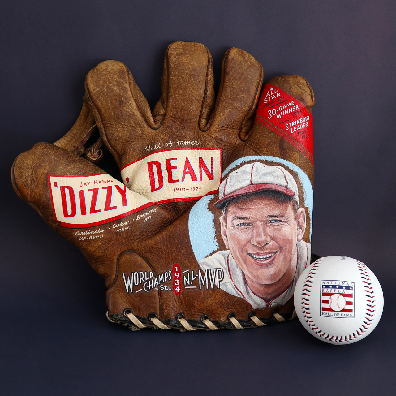 Dizzy Dean Glove &amp; Hall of Fame ball