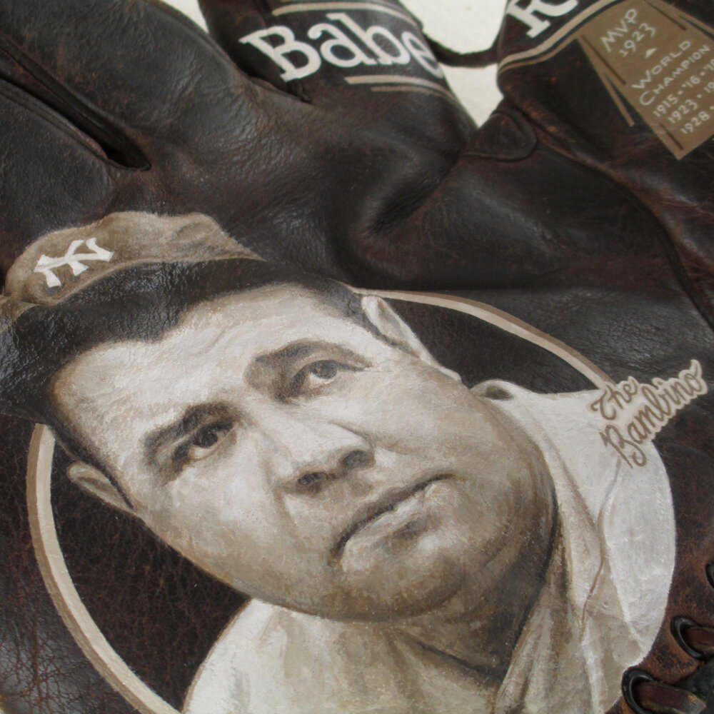 Babe Ruth Baseball Glove Painting — Sean Kane Baseball Art Painted