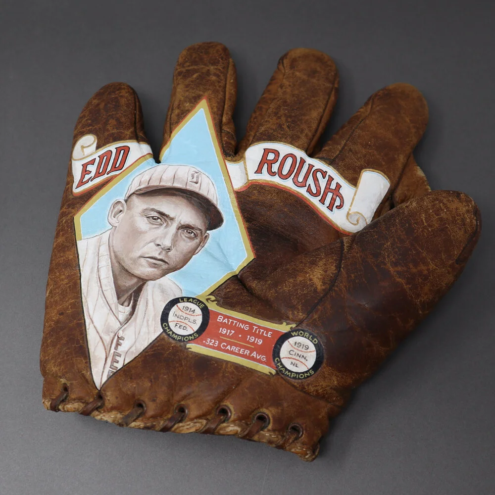 Edd Roush Baseball Glove Art — Sean Kane Baseball Art Painted Glove