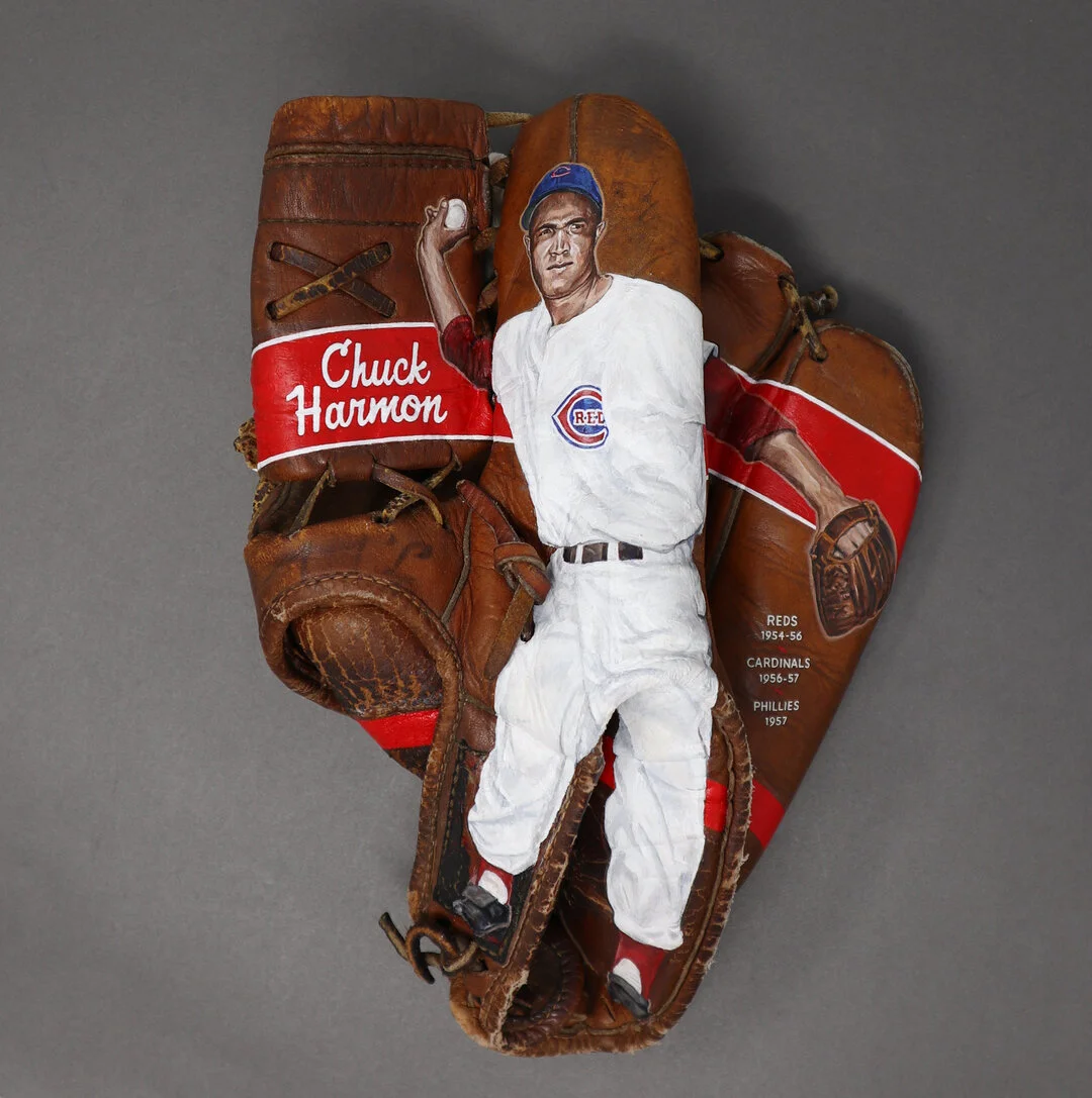 Chuck Harmon Baseball Glove Painting — Sean Kane Baseball Art Painted